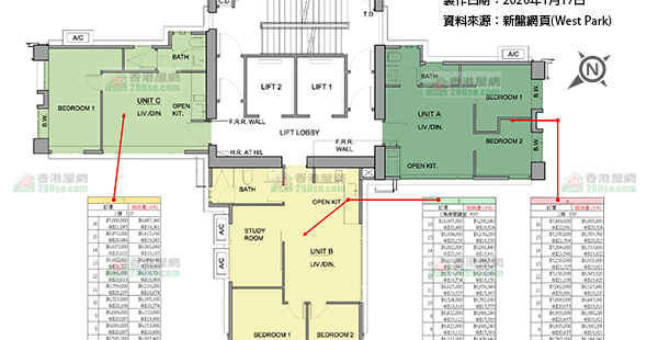 West Park 单位订价图 更新日期: 2020-01-20