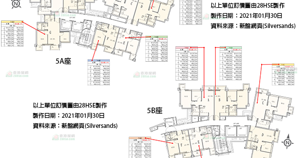 Silversands 單位訂價圖 更新日期: 2021-01-30