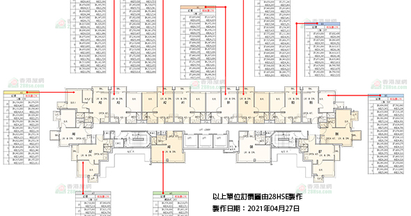One Soho 單位訂價圖 更新日期: 2021-04-27