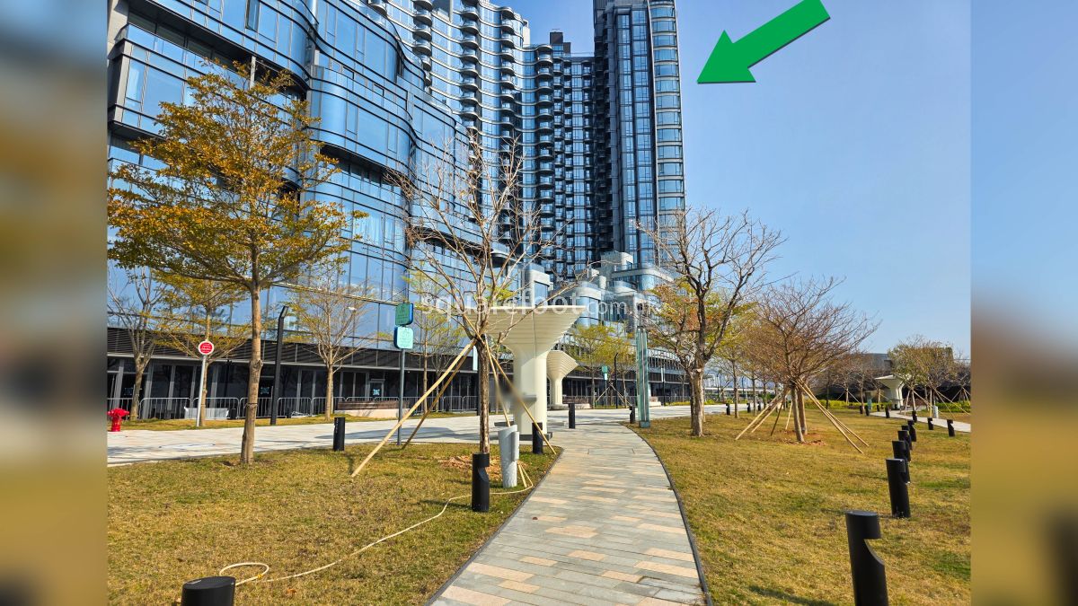 項目 (綠色箭嘴部分) 外的啟德海濱花園