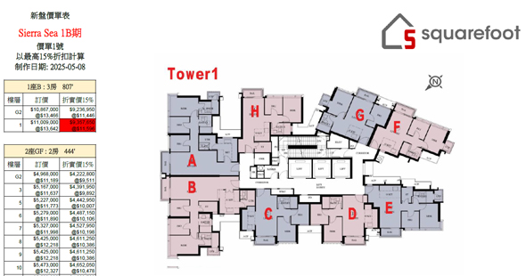 Phase 1B of Sierra Sea Floorplan Pricelist Updated date: 2025-05-08